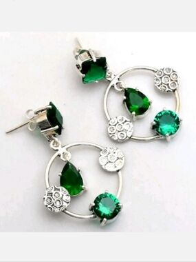 Green Quartz, Green Apatite Gamstone Handmade Stud Drop Dangle Earrings